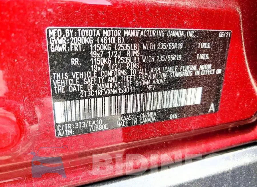 2T3C1RFVXMW158011 Photo# 13