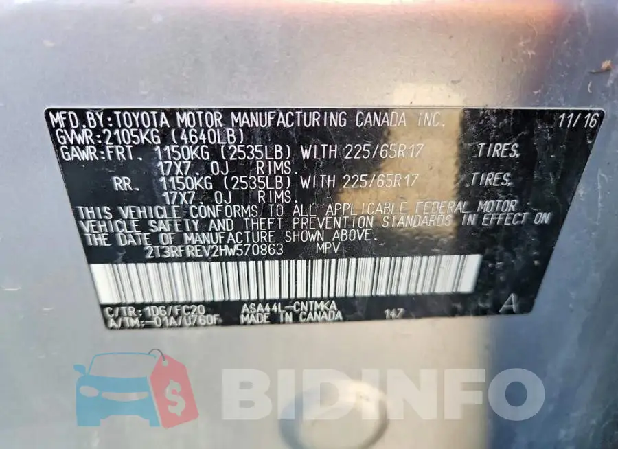 2T3RFREV2HW570863 Photo# 13