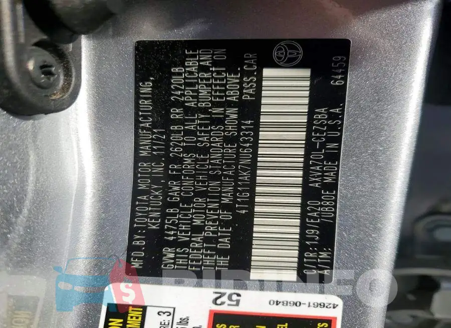 4T1G11AK7NU643314 Photo# 12