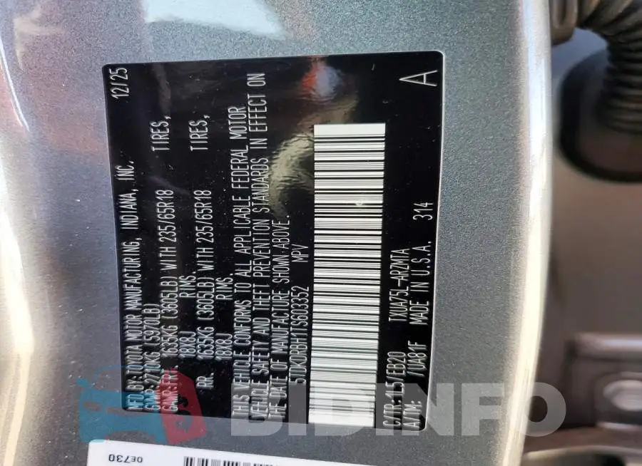 5TDKDRBH1TS603352 Photo# 14