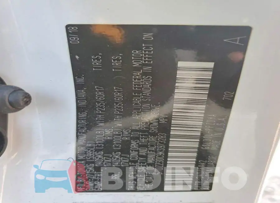5TDZZ3DC9KS973283 Photo# 14