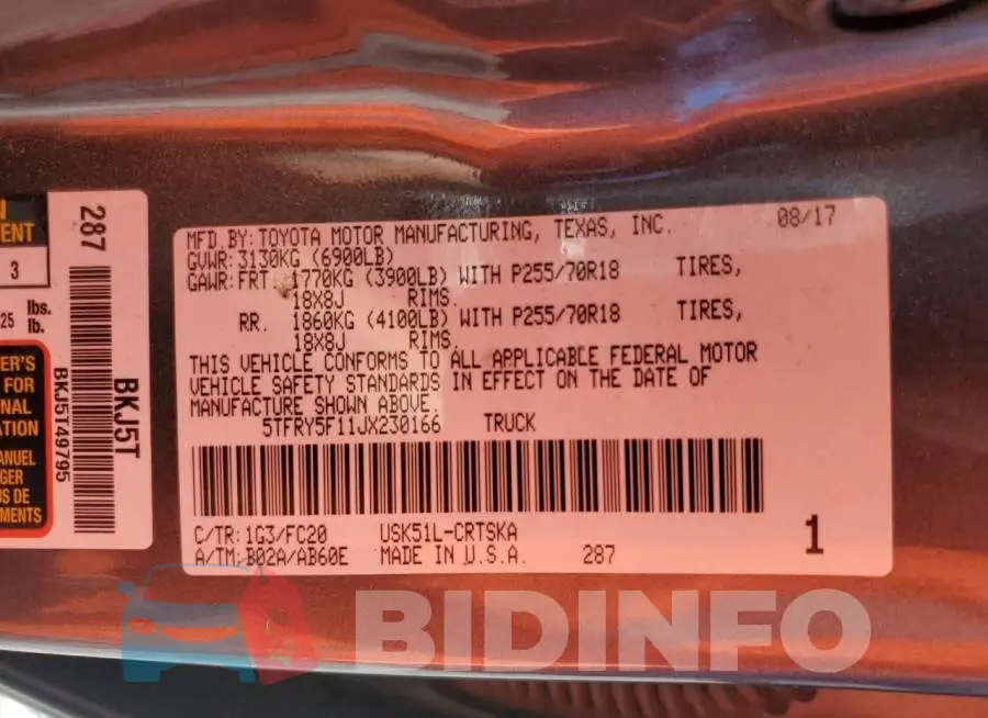 5TFRY5F11JX230166 Photo# 12