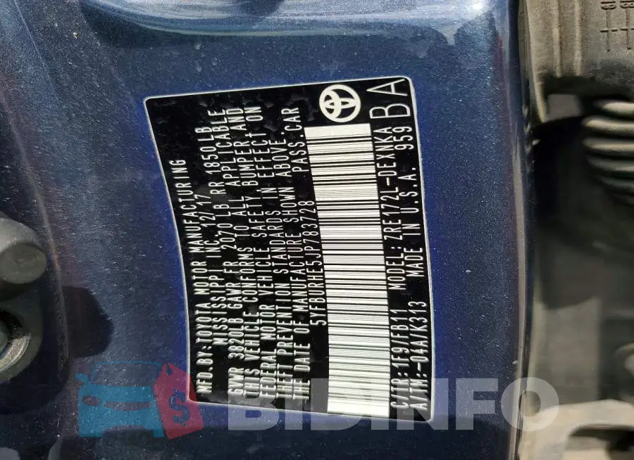 5YFBURHE5JP783728 Photo# 12