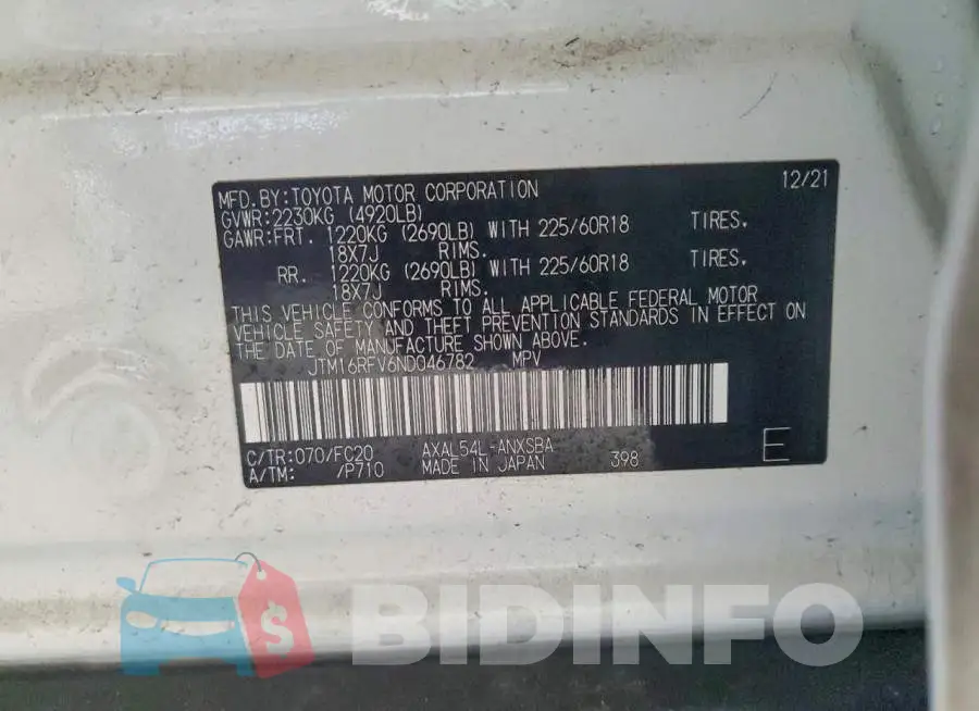 JTM16RFV6ND046782 Photo# 12
