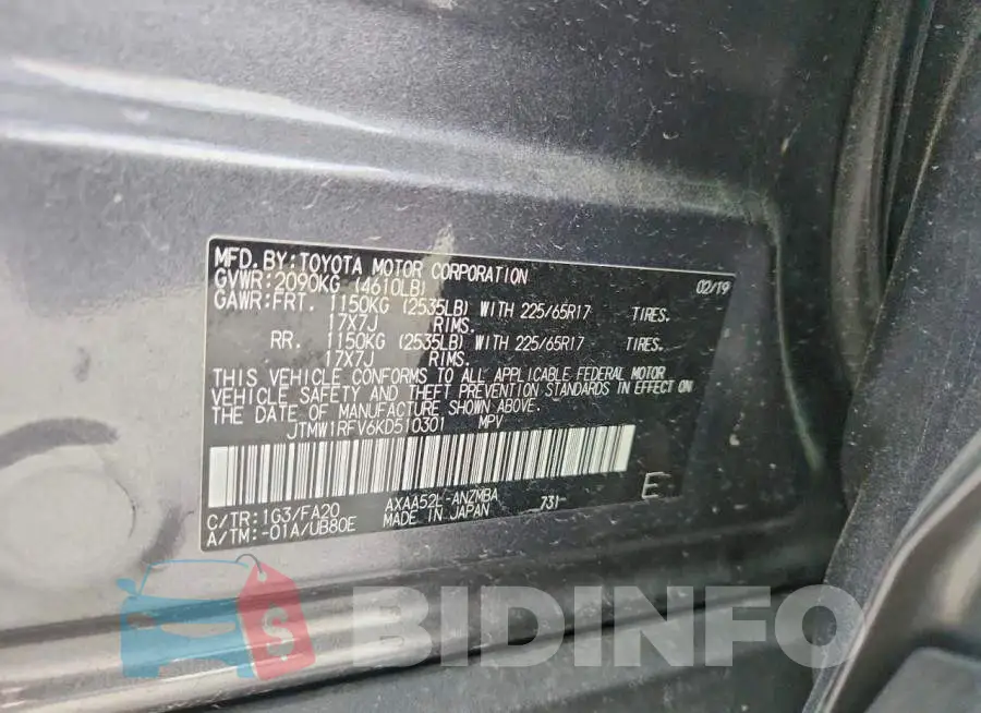 JTMW1RFV6KD510301 Photo# 12