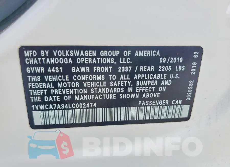 1VWCA7A34LC002474 Photo# 12
