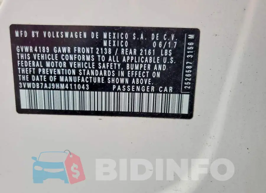3VWDB7AJ9HM411043 Photo# 12