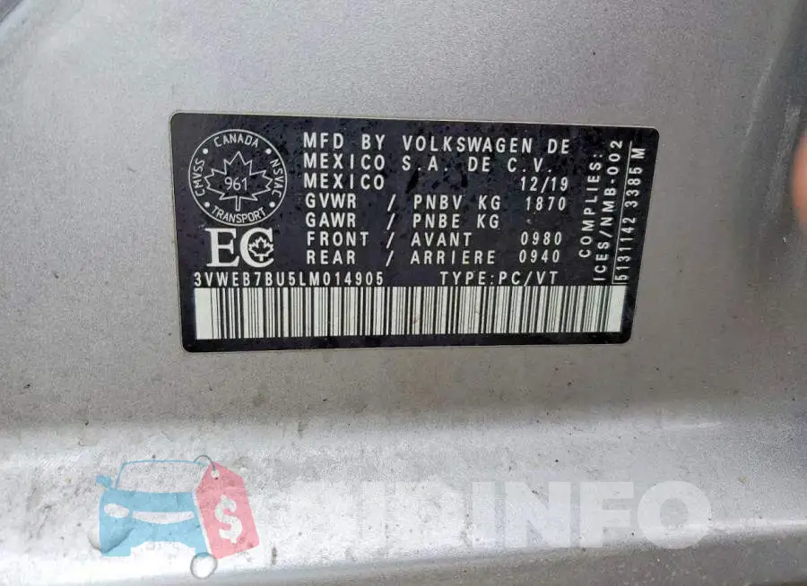 3VWEB7BU5LM014905 Photo# 12