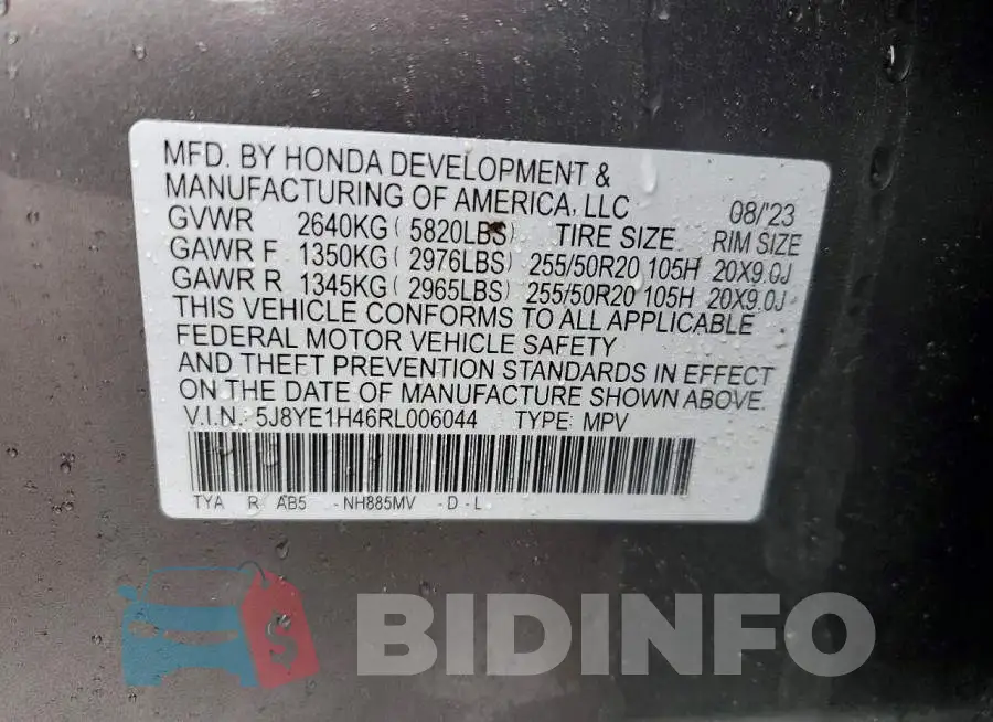 5J8YE1H46RL006044 Photo# 13
