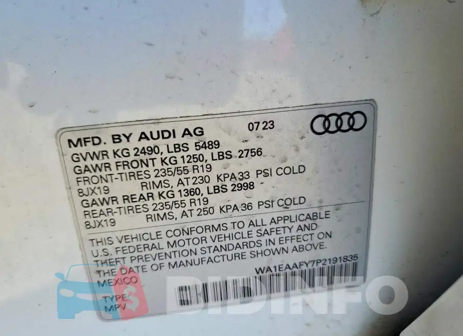 WA1EAAFY7P2191835 Photo# 13