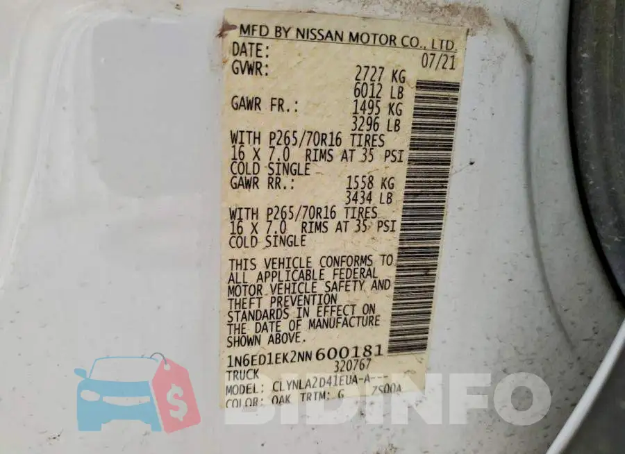 1N6ED1EK2NN600181 Photo# 13