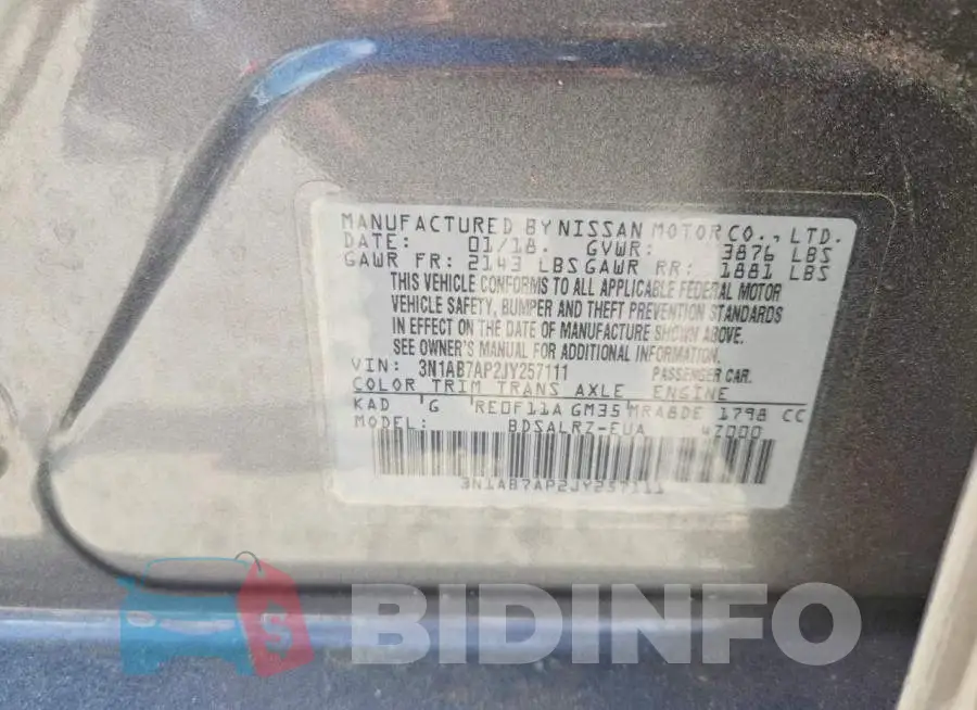 3N1AB7AP2JY257111 Photo# 12