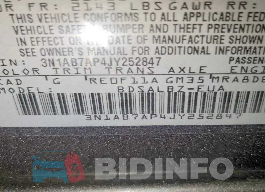 3N1AB7AP4JY252847 Photo# 14