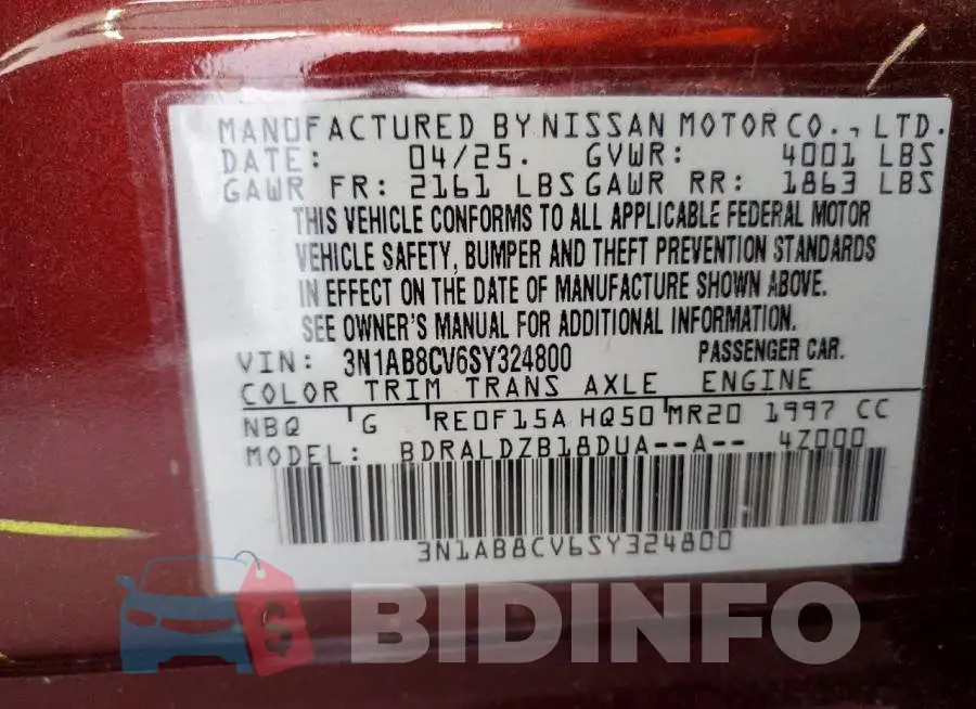 3N1AB8CV6SY324800 Photo# 12