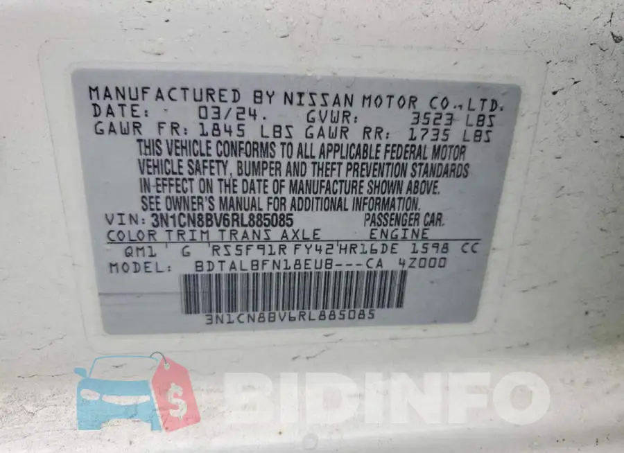3N1CN8BV6RL885085 Photo# 12