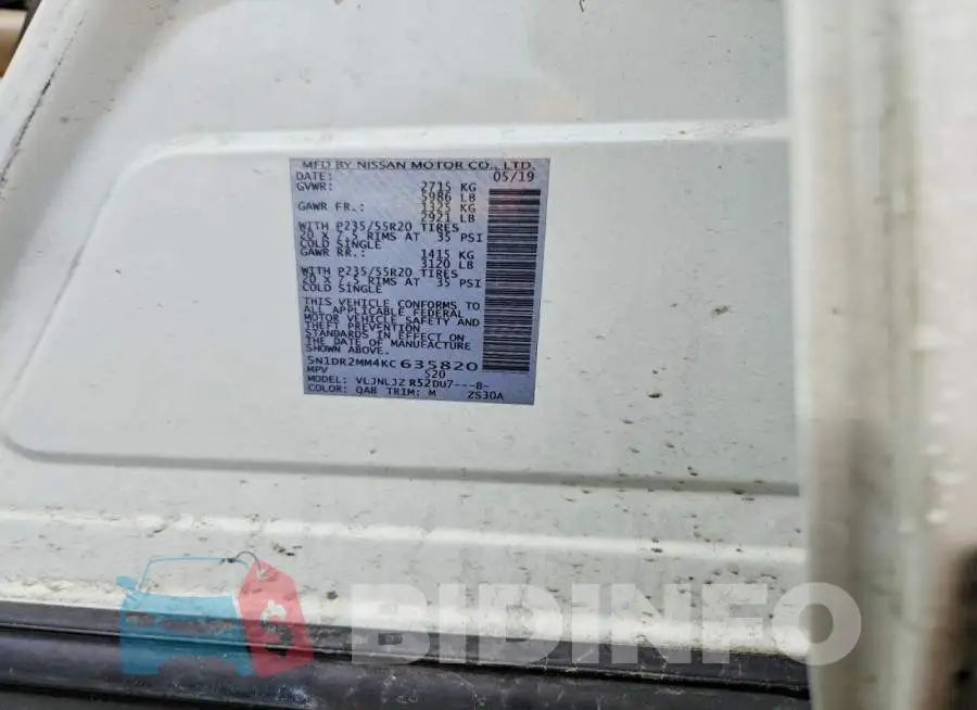 5N1DR2MM4KC635820 Photo# 13