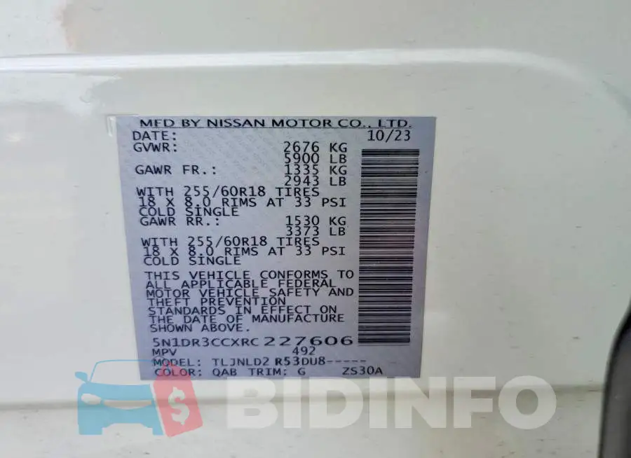 5N1DR3CCXRC227606 Photo# 13