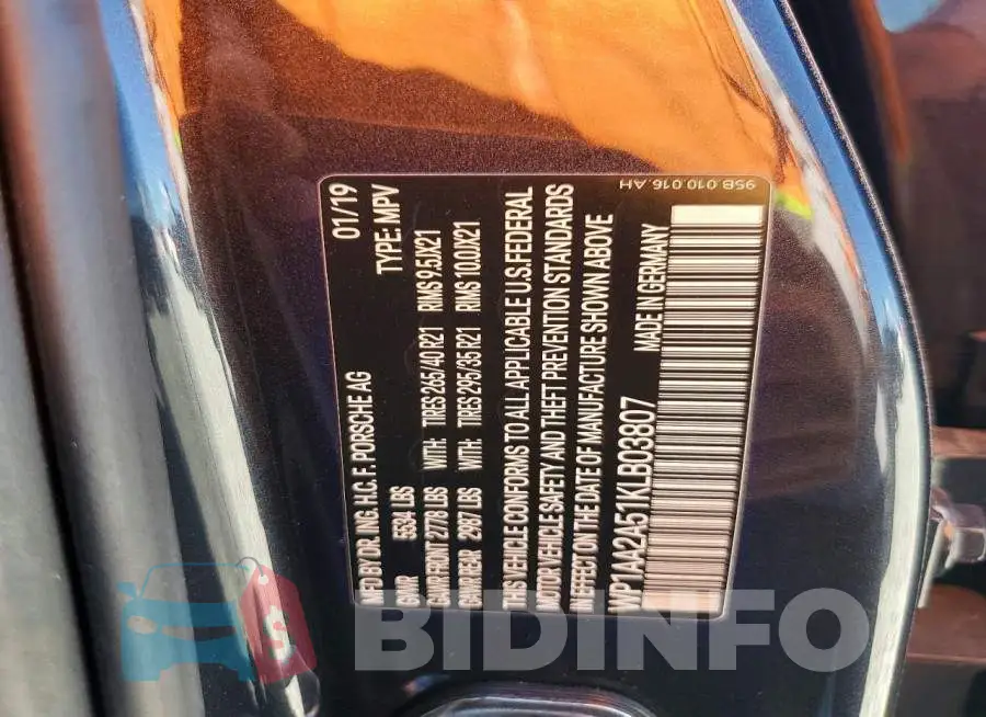 WP1AA2A51KLB03807 Photo# 13