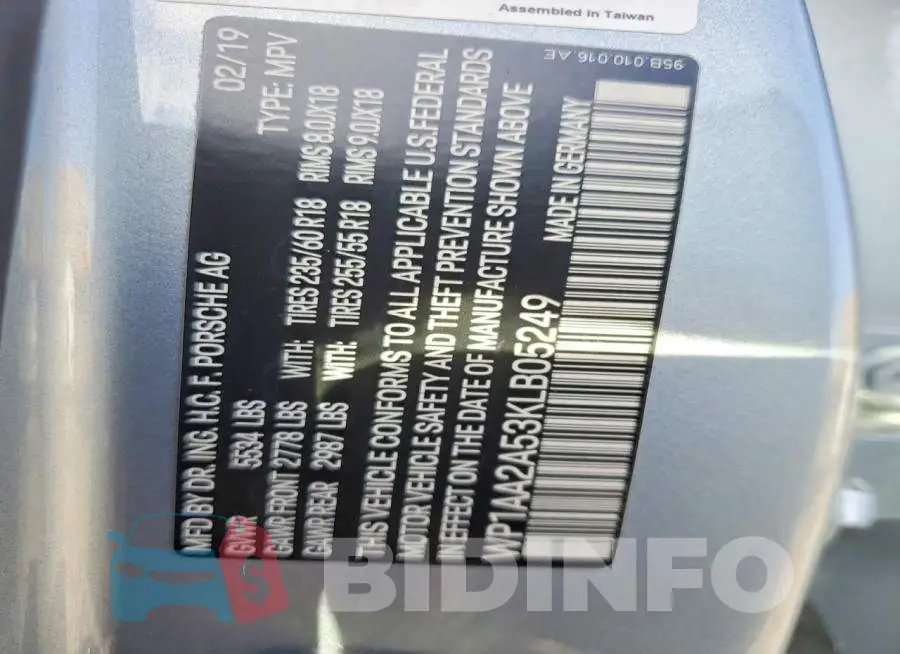 WP1AA2A53KLB05249 Photo# 12