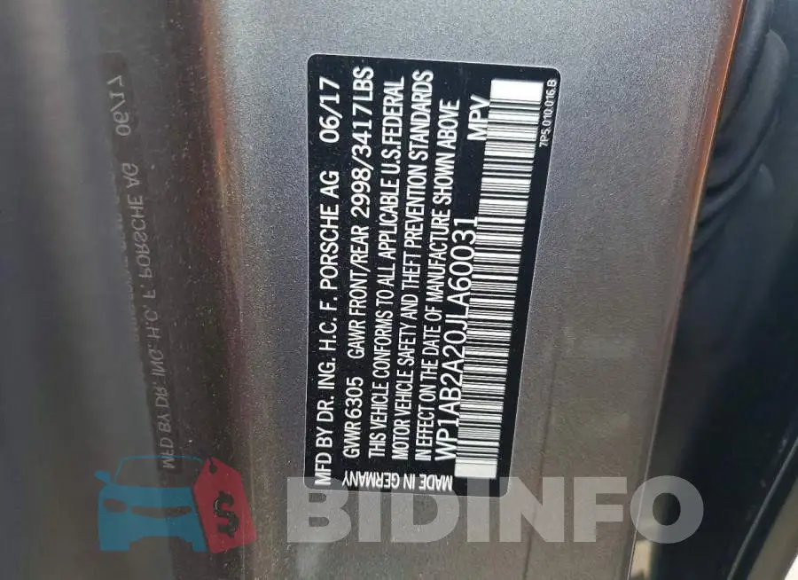 WP1AB2A20JLA60031 Photo# 13