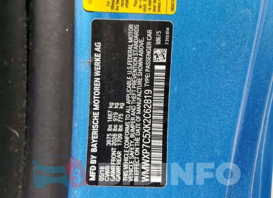 WMWXP7C5XK2C62819 Photo# 13