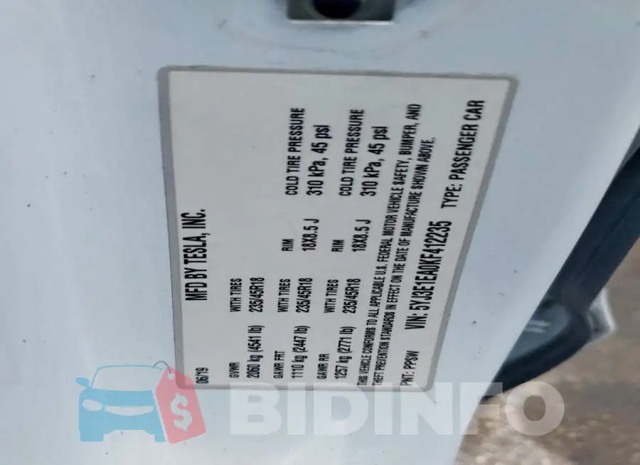 5YJ3E1EA0KF412235 Photo# 14