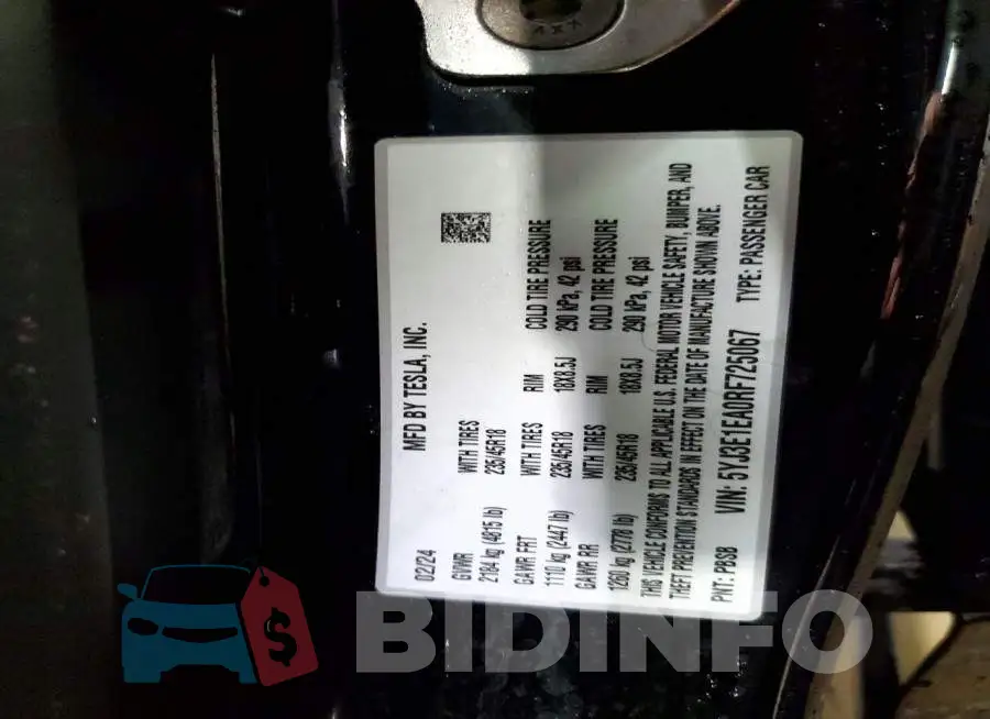 5YJ3E1EA0RF725067 Photo# 13