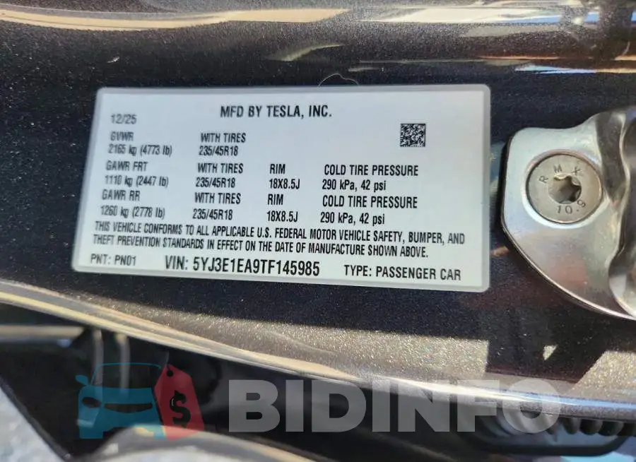 5YJ3E1EA9TF145985 Photo# 12