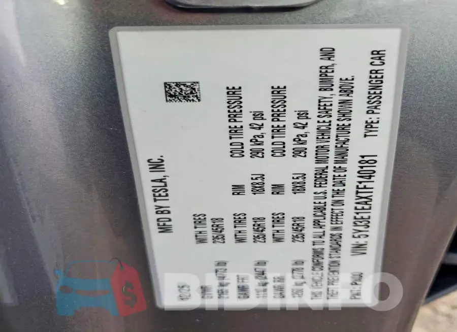 5YJ3E1EAXTF140181 Photo# 12