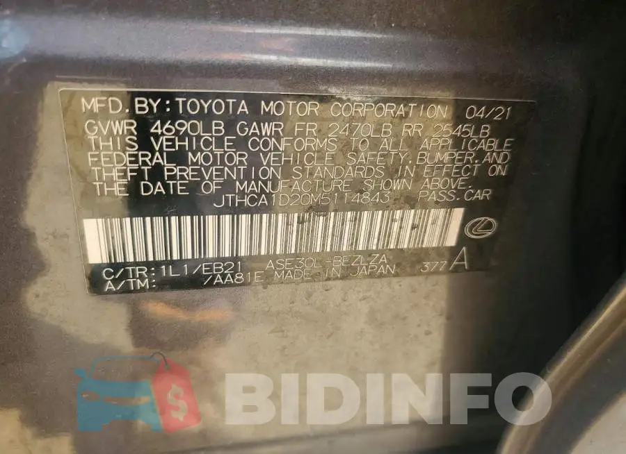 JTHCA1D20M5114843 Photo# 12
