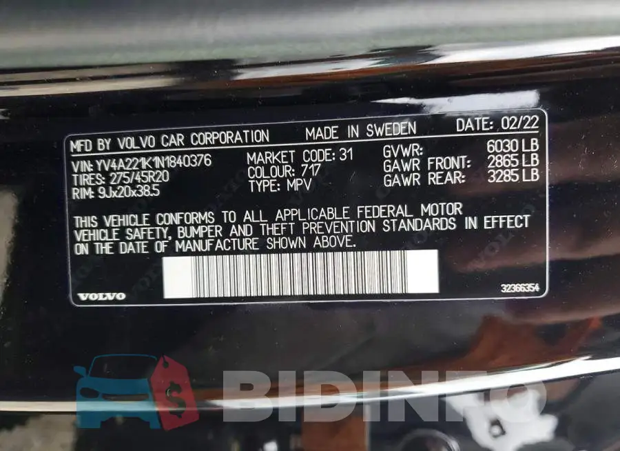 YV4A221K1N1840376 Photo# 13