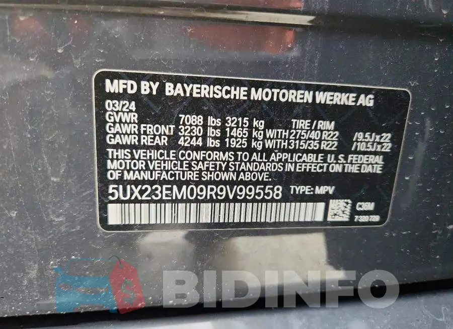 5UX23EM09R9V99558 Photo# 13