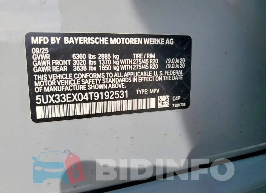 5UX33EX04T9192531 Photo# 13