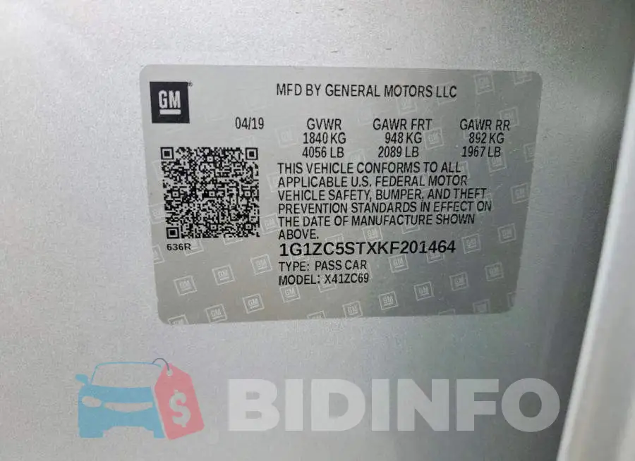 1G1ZC5STXKF201464 Photo# 12