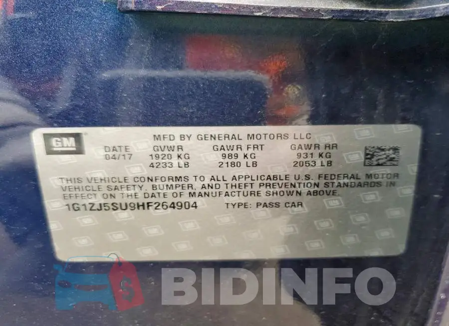1G1ZJ5SU9HF264904 Photo# 12