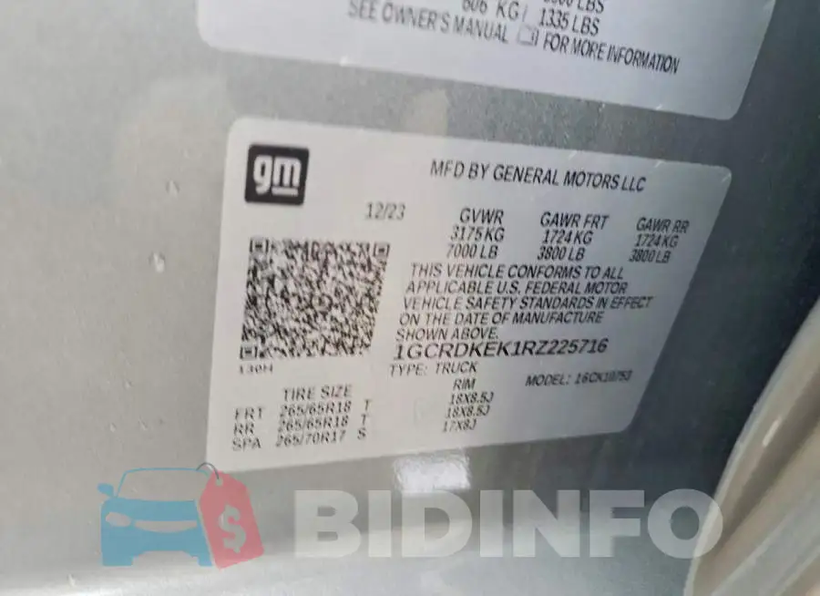 1GCRDKEK1RZ225716 Photo# 12