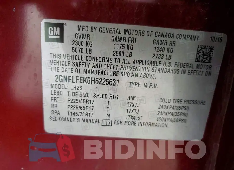2GNFLFEK6H6225631 Photo# 13