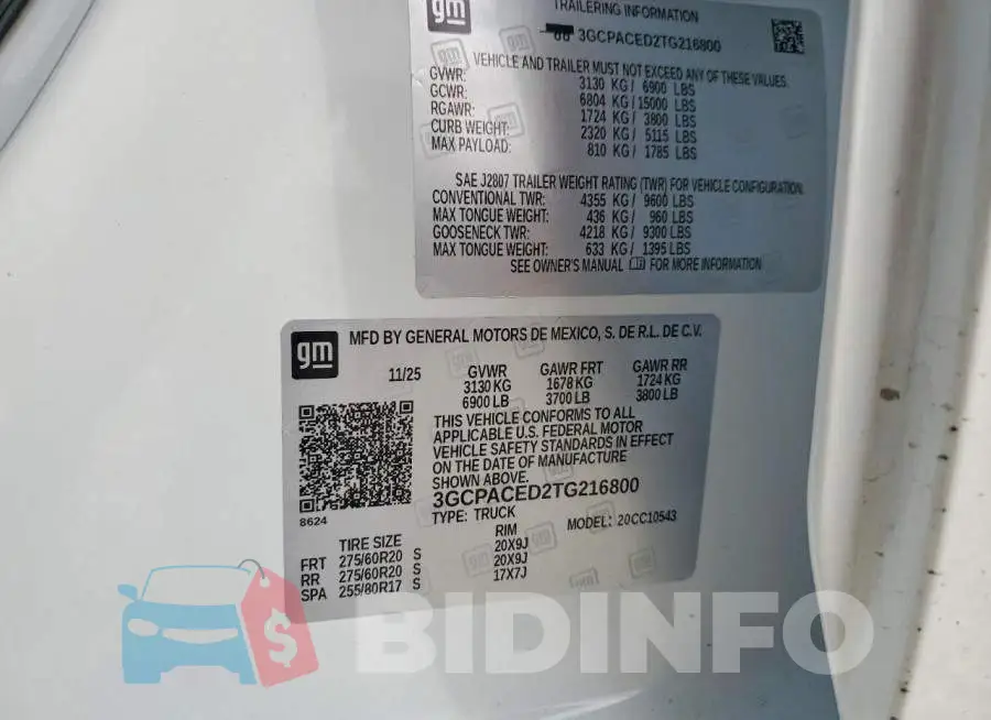 3GCPACED2TG216800 Photo# 12