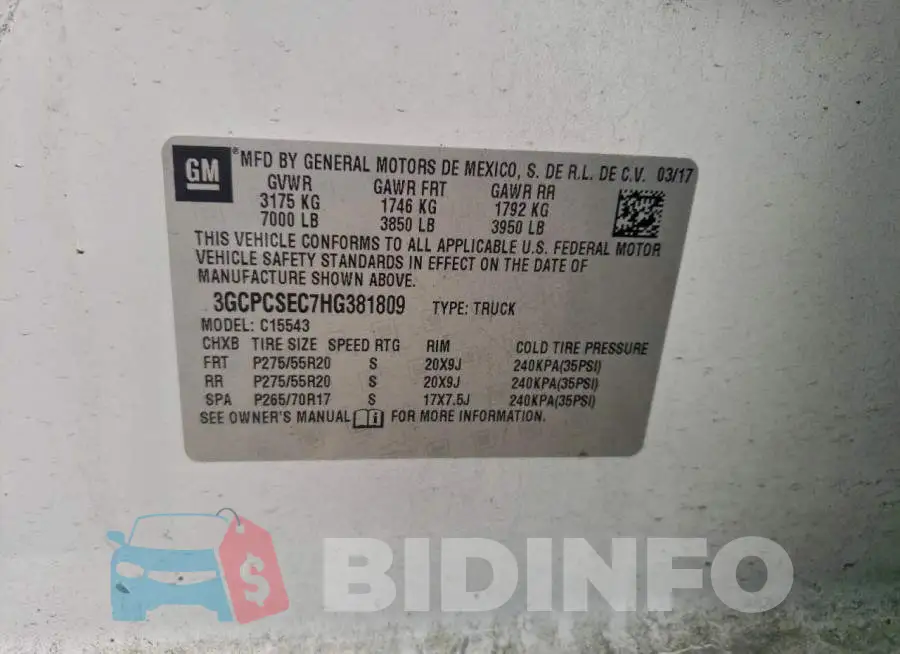 3GCPCSEC7HG381809 Photo# 12