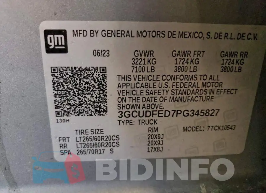 3GCUDFED7PG345827 Photo# 12