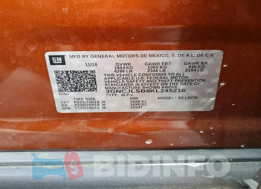 3GNCJLSB8KL245216 Photo# 14