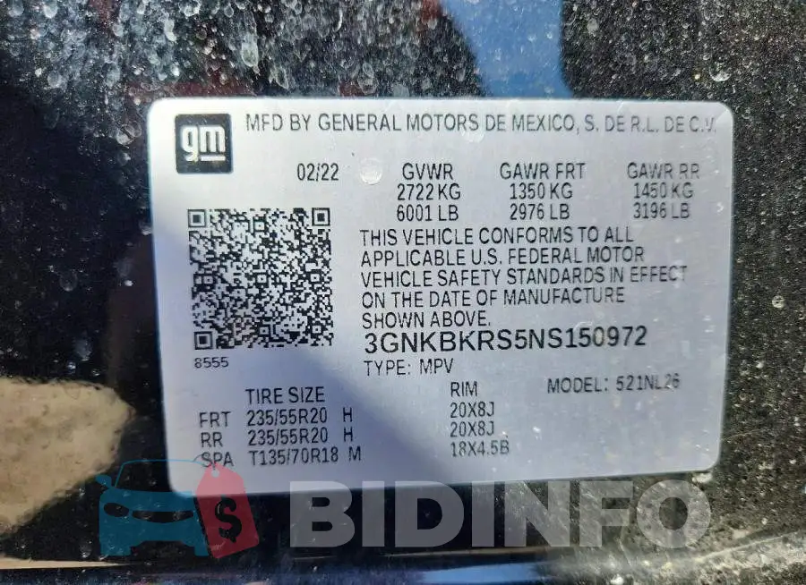 3GNKBKRS5NS150972 Photo# 13