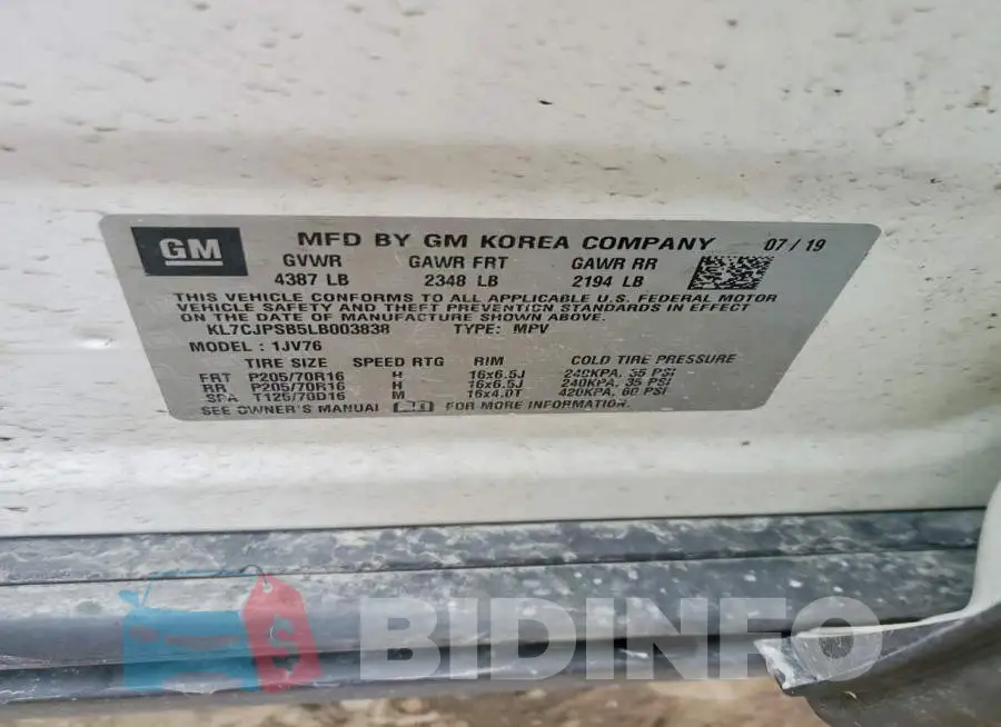 KL7CJPSB5LB003838 Photo# 13