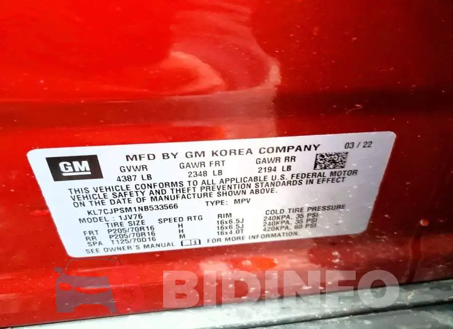 KL7CJPSM1NB533566 Photo# 13