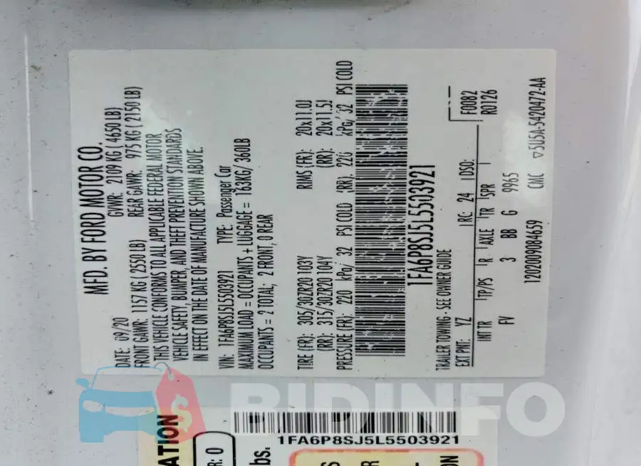 1FA6P8SJ5L5503921 Photo# 12