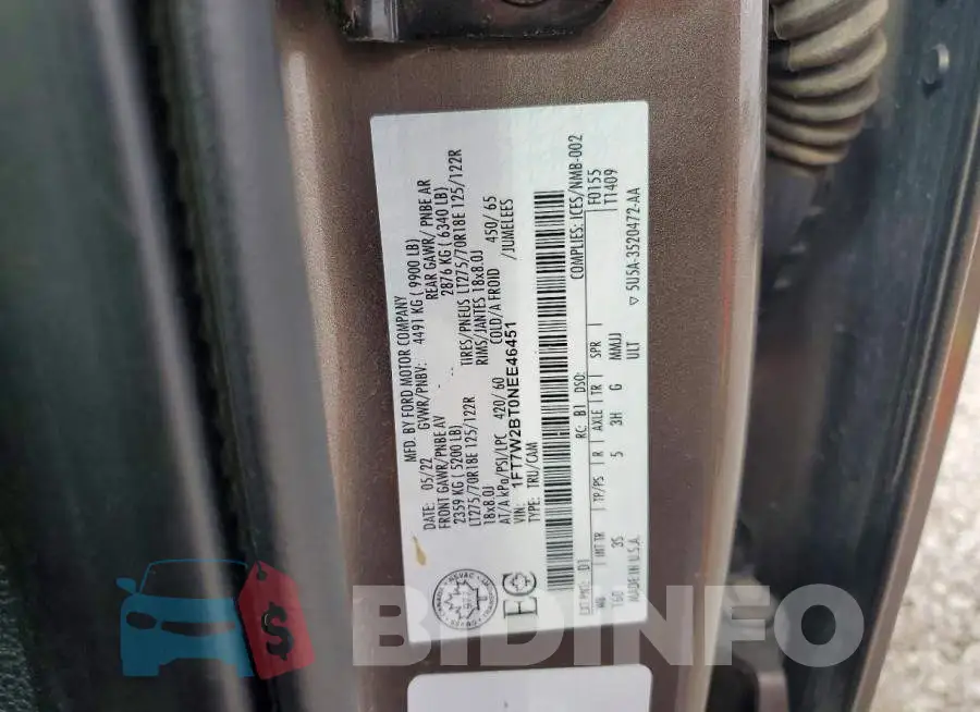 1FT7W2BT0NEE46451 Photo# 12