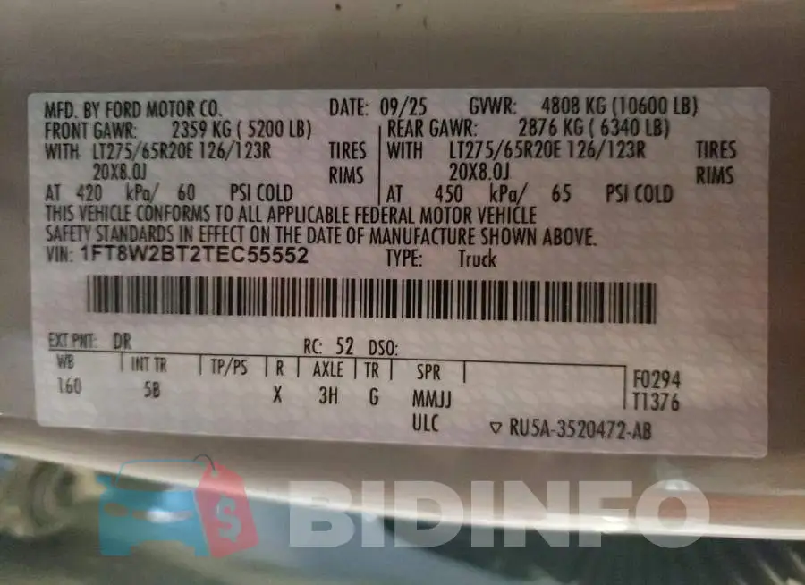 1FT8W2BT2TEC55552 Photo# 12