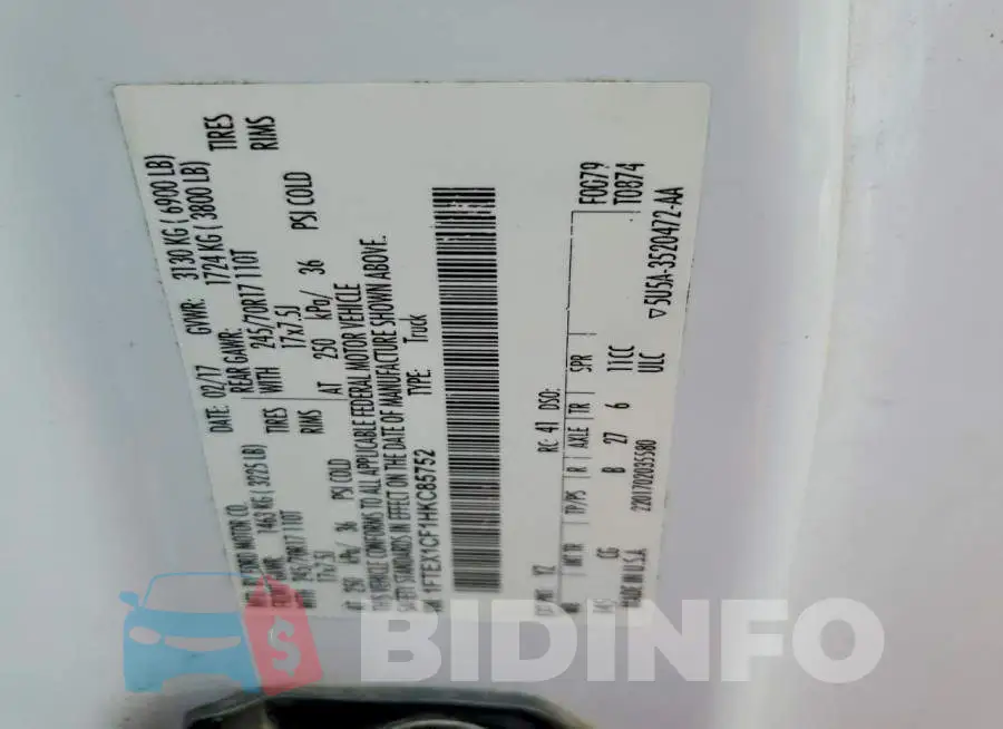 1FTEX1CF1HKC85752 Photo# 12