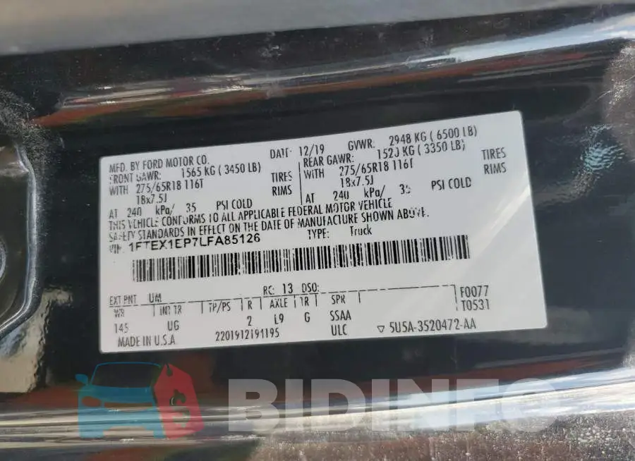1FTEX1EP7LFA85126 Photo# 12