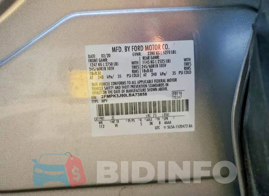 2FMPK3J90LBA73858 Photo# 12